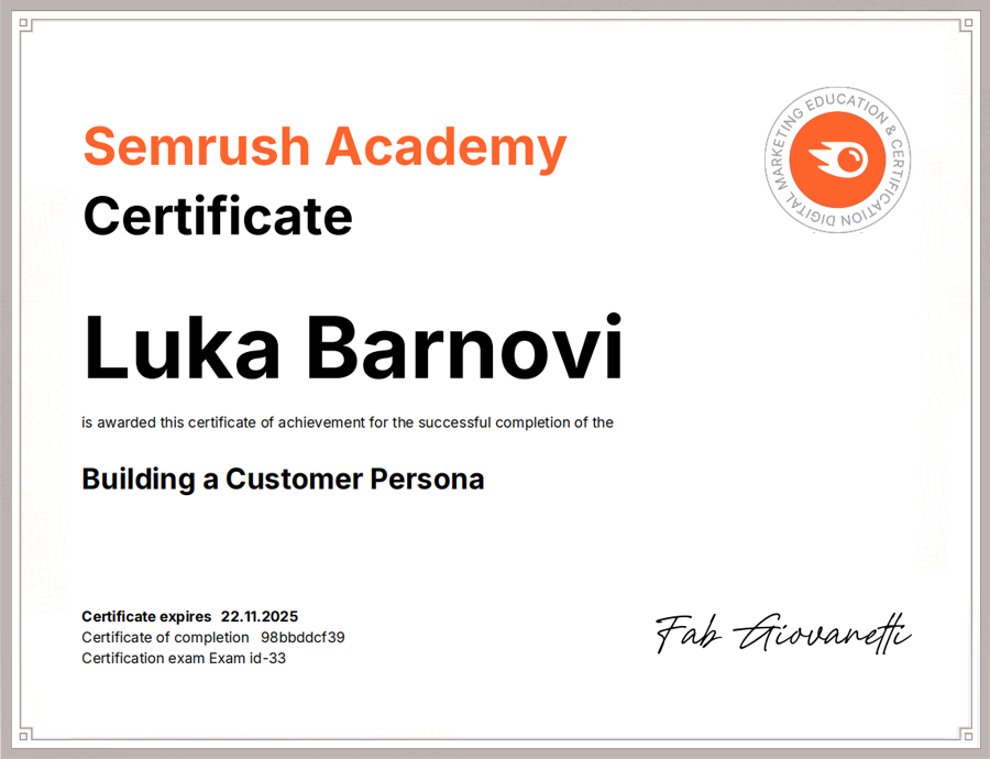 სემრაშის სერთიფიკატი